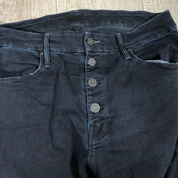 MOTHER The Pixie Ankle Fray Jeans Size 32 Button Fly raw hem Dark Blue - Picture 8 of 12